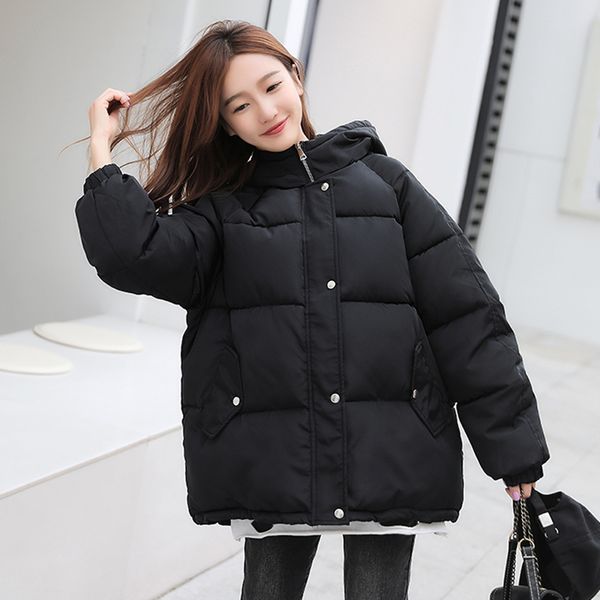 

2021 new winter women coat oversize parka coat warm thick down cotton jacket female hooded padded women jackets y20g, Black