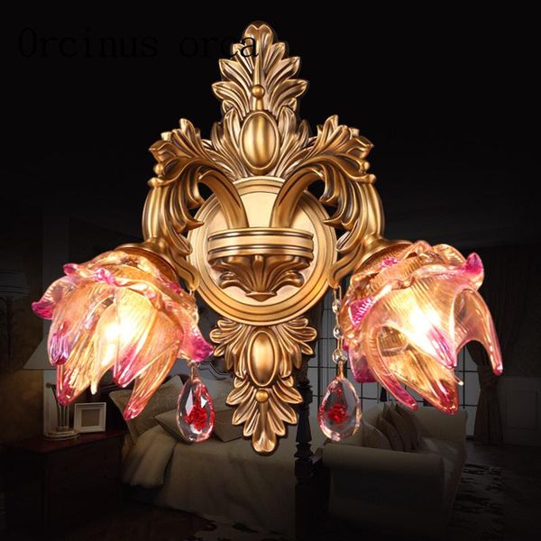 

french style crystal wall lamp living room background wall aisle bedroom bedside european style double headed lamp