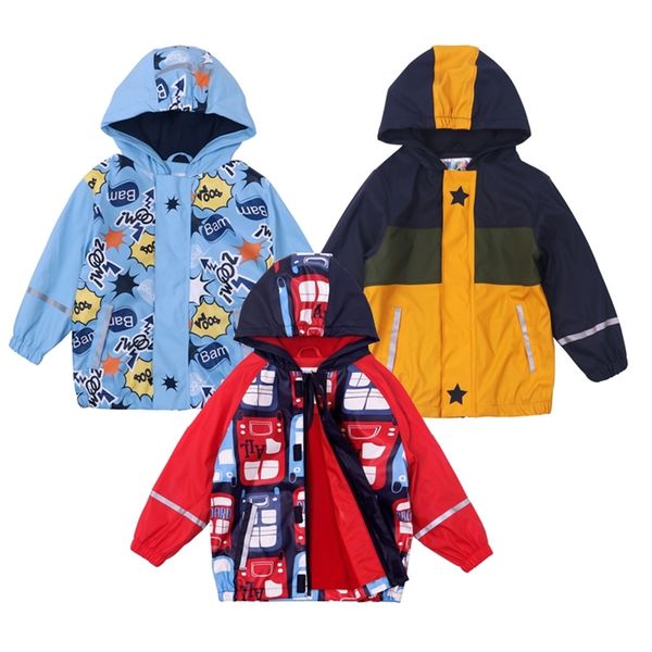 

autumn hooded baby jackets for boys sport pu leather children coats winter warm kids windbreaker waterproof rain outerwear 201216, Blue;gray
