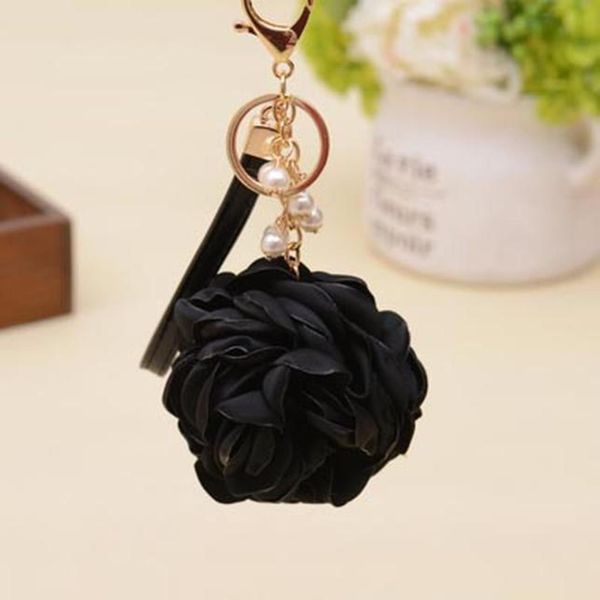 

leather strap rose flower keychain bag pendant car ornaments charm for women key chain buckle key ring porte clef eh590 h bbymxd