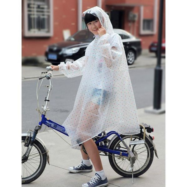 

outdoor popular polka dot transparent plastic eva bicycle raincoat climbing rain poncho bbyvaw