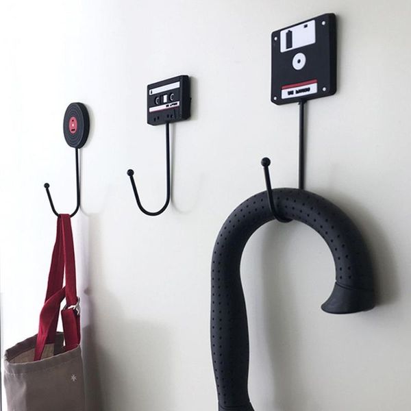 

hooks & rails retro tape disk hanger decorative wall clerk on the coat key holder rack housekeeper minimalist home decoration