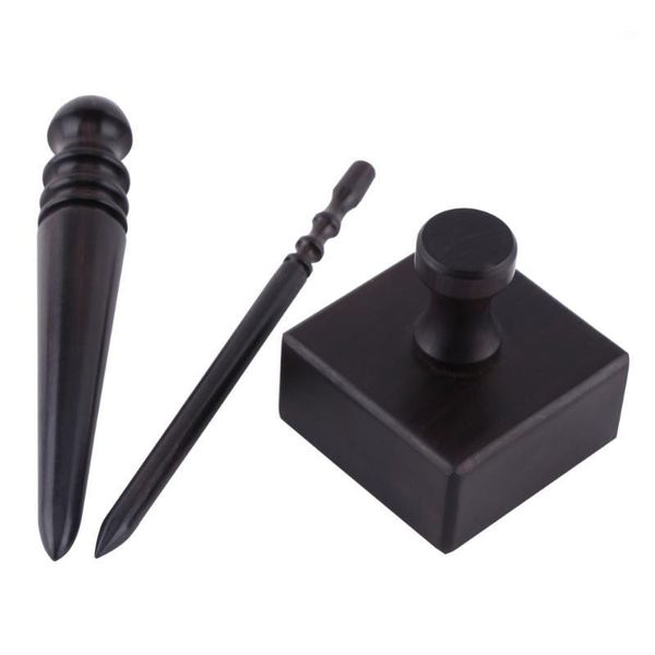 

wood leather edge burnisher leathercraft tool wood edge slicker hand craft tools 3 type for choose leather polished grinding set1, Black