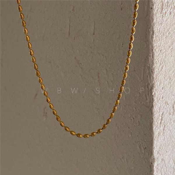 

chains titanium with 18k gold beaded choker necklace women stainless steel jewelry runway gown hiphop rare glam japan ins, Silver