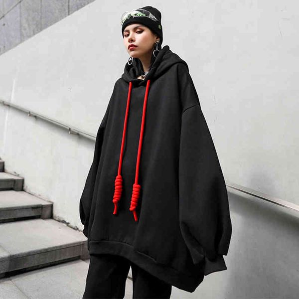 

women's hoodies & sweatshirts [eam] loose fit black long oversized sweatshirt hooded sleeve women big size fashion spring autumn 2022 1