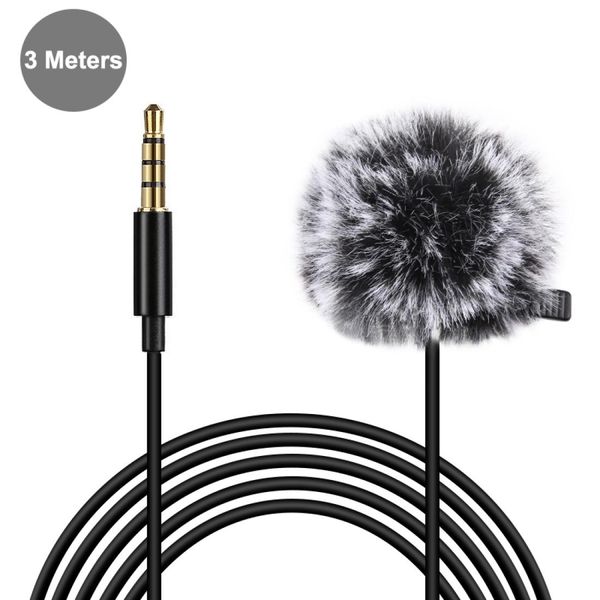 

puluz 3m 35mm jack lavalier wired condenser recording microphone with fur windscreen cap