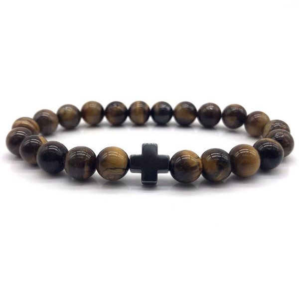 

charm bracelets cross beaded men bracelet 2021 fashion classic simple accessories stone bead for jewelry gift, Golden;silver