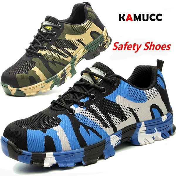 

work boots construction men's outdoor steel toe cap shoes men camouflage puncture proof safety shoes plus size36-471, Black