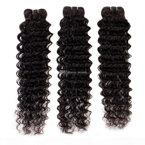 

brazilian virgin human hair 3 bundles deals deep wave peruvian remy deep curly bundles 100% human hair extensions wholesale price, Black