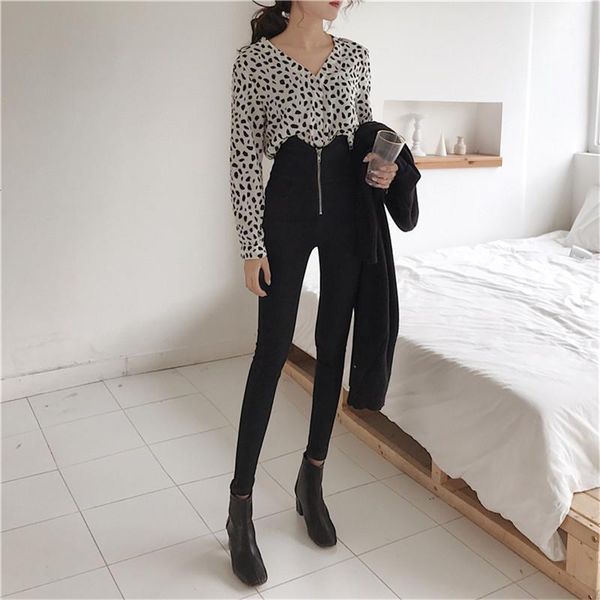 

women's jeans real s 2021 fashion retro was thin and high waist zipper bottom tight skinny pencil pants stretch jeans1, Blue