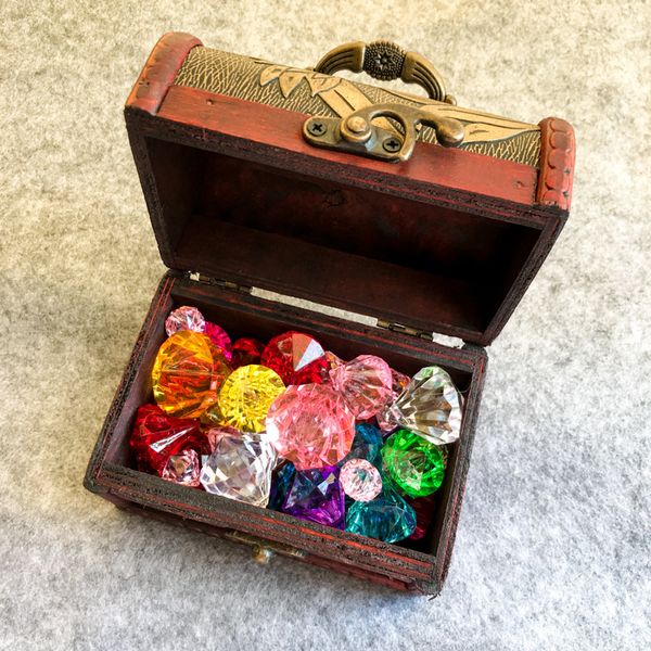 

hyfrdfchildren's toy plastic imitation crystal colorful beaded diy big treasure box for princessgdr, Silver
