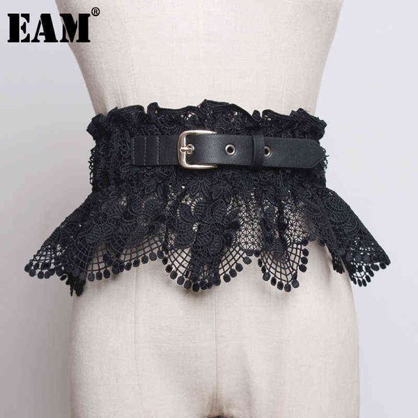 

[eam] lace split joint pu leather temperament black wide belt personality women new fashion tide all-match spring 2022 1r983 aa220312, Black;brown