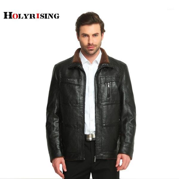 

men leather jacket jaqueta de couro masculino fur coat middle-aged leather pu jacket coat stand collar size male 4xl 2 color1, Black