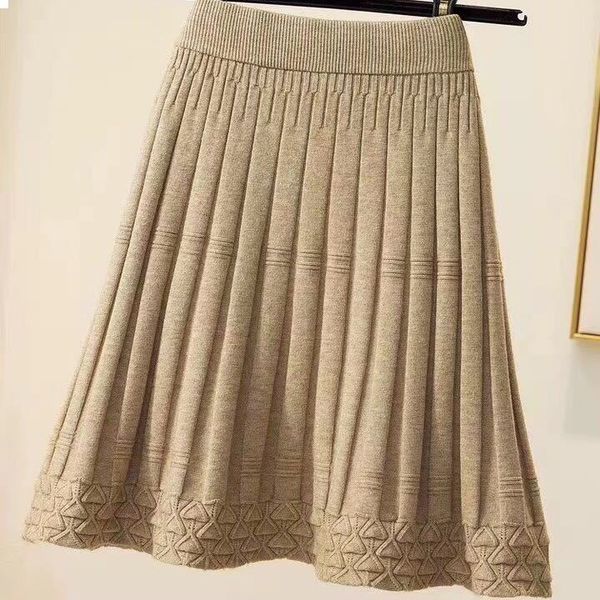 

new 2021 springtime elastic knitting women high-colored solid for woman streetwear a-line skirt y287 8djb u4ed, Black
