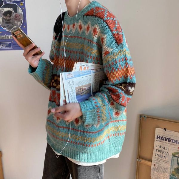 

2021 new sweater men winter clothes thicker korean warm streetwear mens sweaters and pullovers harajuku printed, White;black