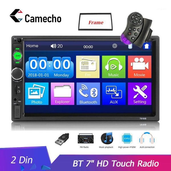 

car audio camecho 2 din 7 inch touch screen radio bluetooth multimedia auto player stereo support rear view camera 2din1
