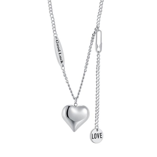 

long link chain love pendant necklace for valentine's day gift of love, Silver