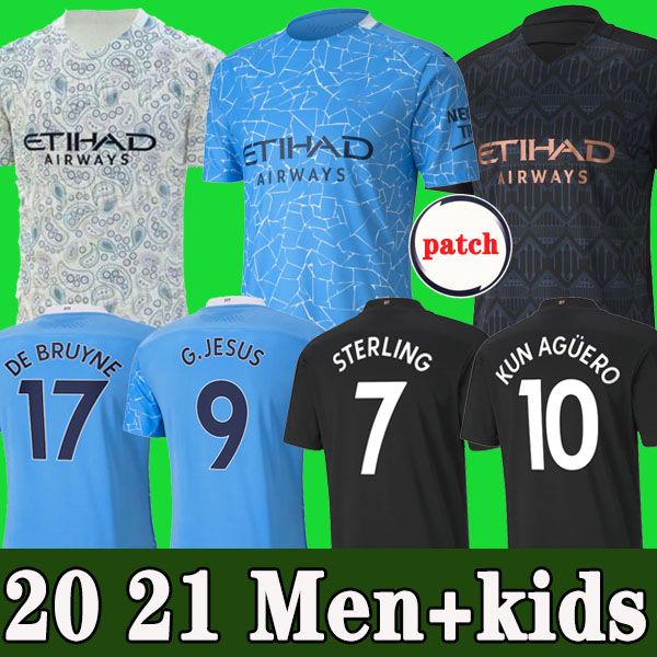 

20 21 fc manchester soccer jersey city 2020 home away mahrez g. jesus de bruyne football shirt kun aguero mendy man men kids kit jersey1234, Black;yellow