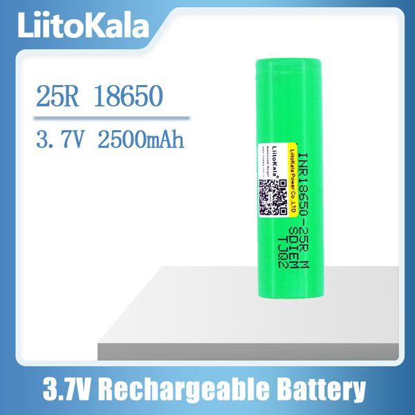 (In mare) liitokala all'ingrosso 100% Nuova qualità 25R 18650 Batteria 2500MAH 20A Batteria 18650 ricaricabile ad alta capacità per E CIG MODS 25RM