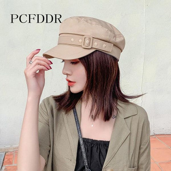 

pcfddr retro flat navy hat personalized belt buckle women's korean autumn and winter british octagonal beret, Blue;gray