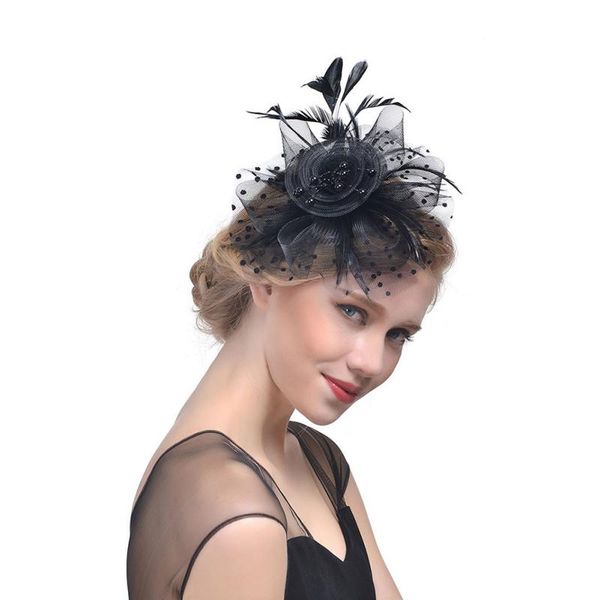 

11 colors bridal net feather hats birdcage net wedding headband fascinators hat bridal cocktail headwear party hair 77