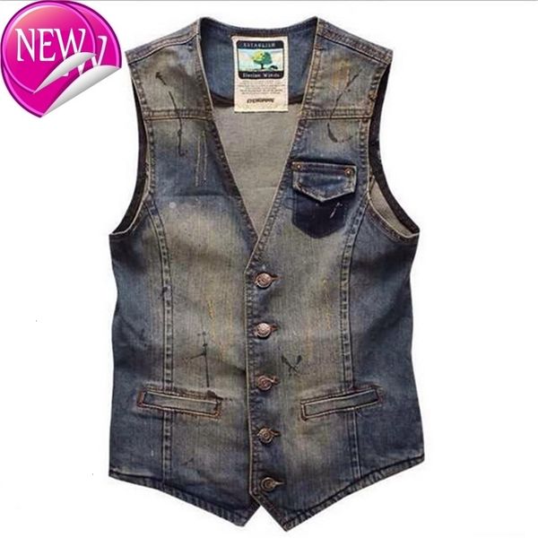 

fashion 2020 men's denim jeans vest sleeveless spring man streetwear jackets, Black