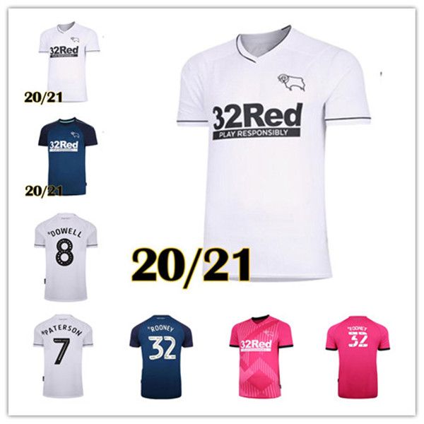 

derby county soccer jerseys 32 rooney 10 lawrence 9 waghorn 8 dowell 7 paterson custom home away kids football shirt thai 2020 2021, Black;yellow