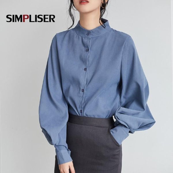

women's blouses & shirts vintage big lantern sleeve women 2021 spring autumn female office lady korean clothing blusas feminina, White