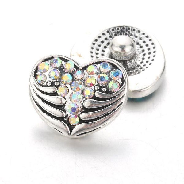 

creative 10pcs lot heart shaped snap jewelry 12mm snap buttons with rhinestone charm button fit snap bracelets bangles for women h jllqwf