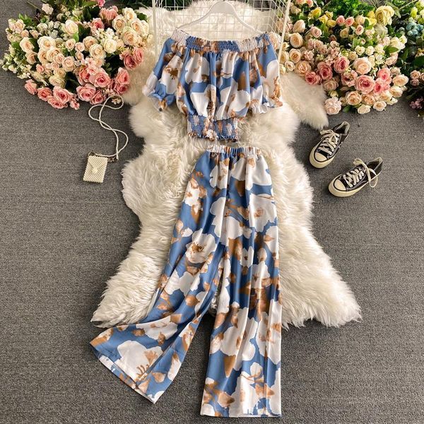 

2020 new fashion women's clothing slash neck 2 piece set women1, Gray