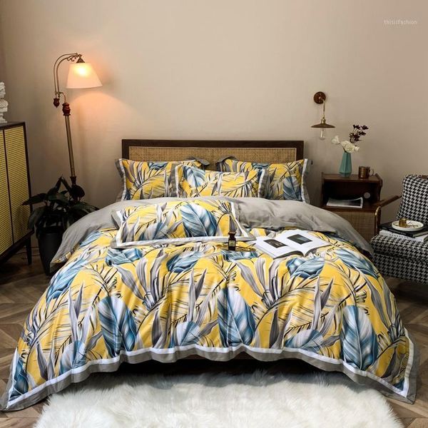 

luxury 100% egyptian cotton flower print bedding set bedclothes bedsheets soft satin gils duvet cover  king size bedsheets1
