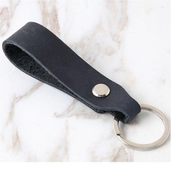 

high-grade cowhide leather car keychain wallet cowhide leather key chain simple waist hanging keychains keyrings k jllxpp