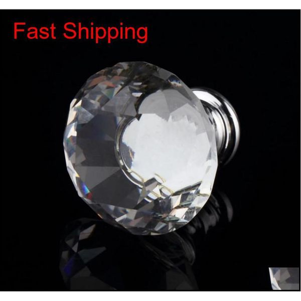 

cabinet pull 30mm diamond furniture accessory clear crystal glass door pull drawer handle knob screw for qylyit packing2010