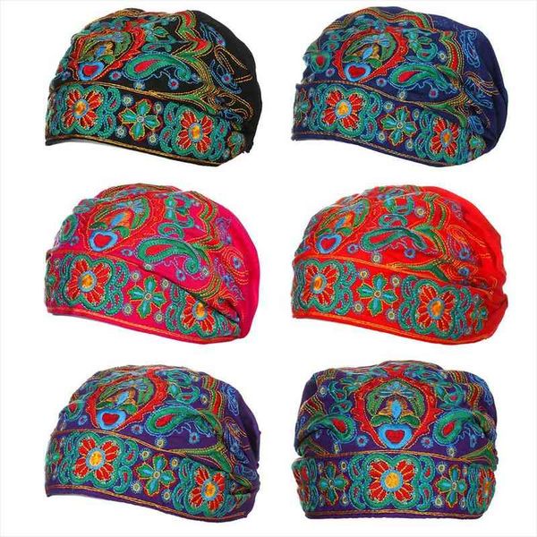 

vintage mexican style embroidery flowers bandanas red print hats hair band ethnic caps fedoras apparel accessories, Blue;gray