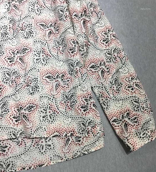 

elfstyle] - pasiley print shirt round neck front button up + matching print smocked high waist mini tier skirt 2 pieces set1, White