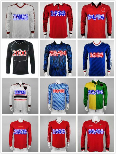 

s- long 07 08 90 92 retro final match home jersey 1994 1998 united ronaldo beckham cantona keane scholes jersey, Black