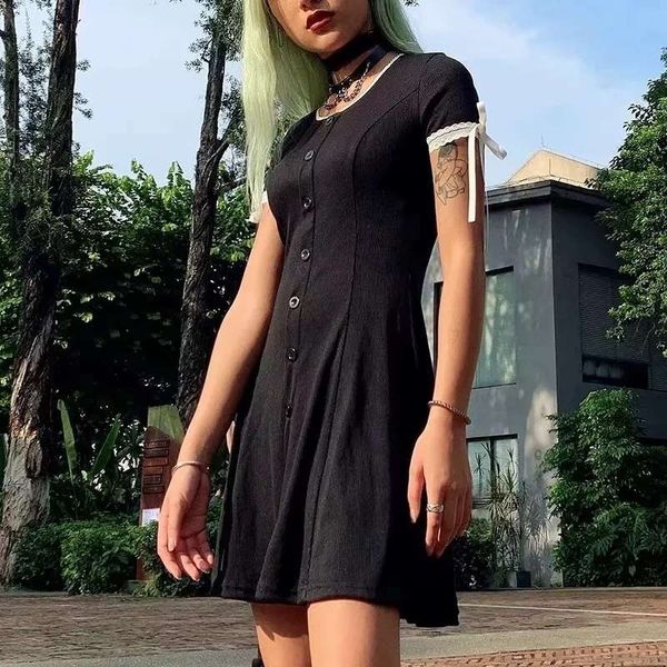 

women's early autumn 2019 new style elegant lace knit dress, Black;gray