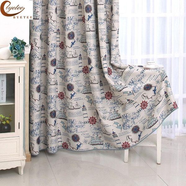 

curtain & drapes [byetee] mediterranean curtains for kids room children boy balcony boat pattern fabric
