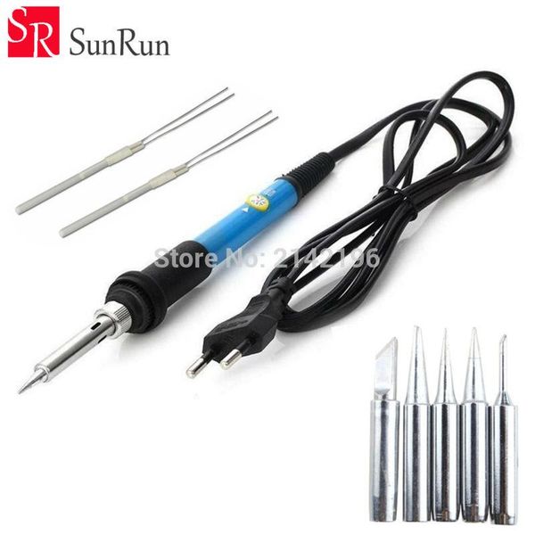 

hand & power tool accessories 110v/220v 60w adjustable temperature electric soldering iron welding rework repair with solder tips and heatin