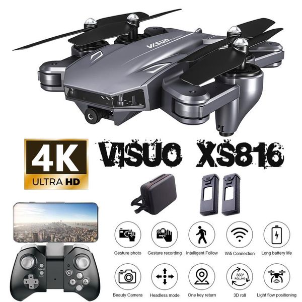 

drones visuo xs816 quadcopter drone 4k with camera hd helicopter optical flow positioning foldable dual wifi fpv rc toys
