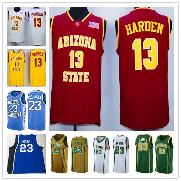 

lebron 23 ncaa james 13 harden jersey derrick 23 rose college 23 mj stitched embroidery basketball jerseys white wholesale size s, Black