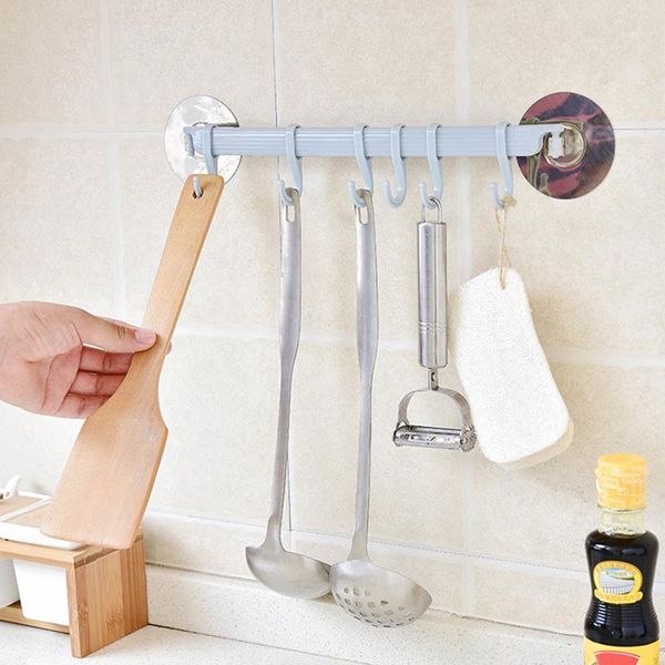 

hooks & rails 6 even row strong adhesive hook kitchen wall hanging bathroom nail-seamless rack h99f1