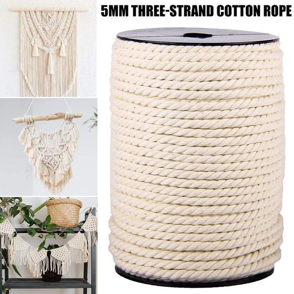 

5mm macrame cotton cord for wall hanging dream catcher rope craft string diy handmade home decorative supply, Black;white
