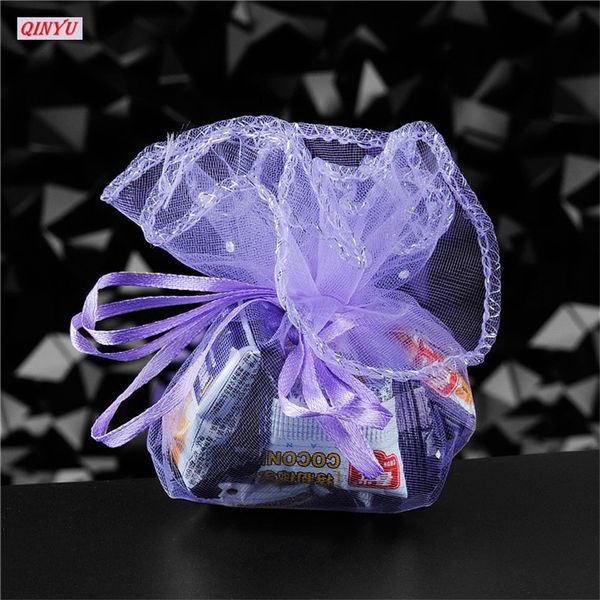 

26/35cm favors and gifts round organza jewelry pouches gauze drawable bag wedding party decorat 5z