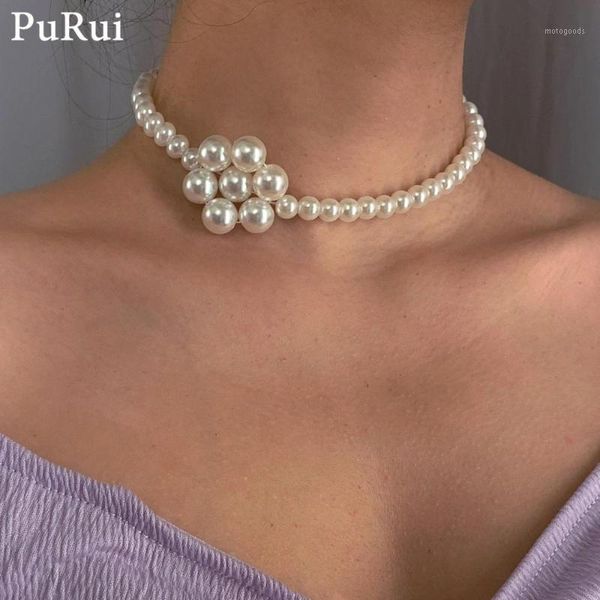 

chokers kpop imitation pearl choker necklace for women vintage bohemia beads chain collar wedding party jewelry gift1, Golden;silver