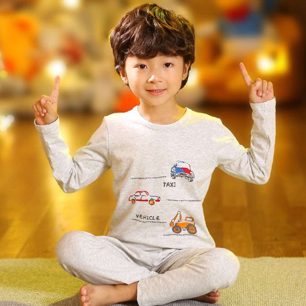 

spring and autumn cotton boys' long sve pajamas suit, Blue;red