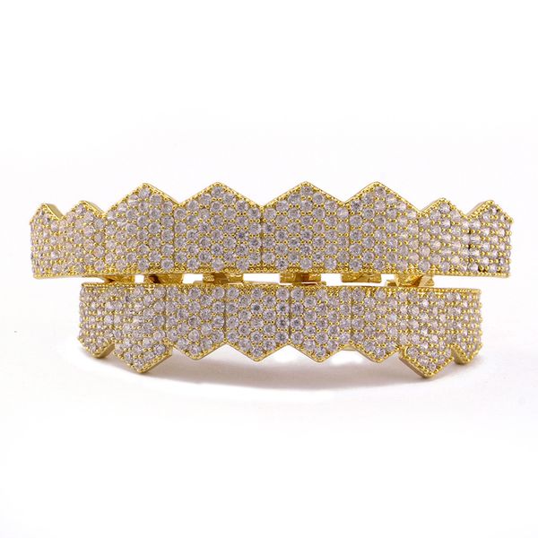 

luxury hip hop grillz teeth body jewelry cubic zirconia ice out gold grillz dental grills jewelry accessories, Black