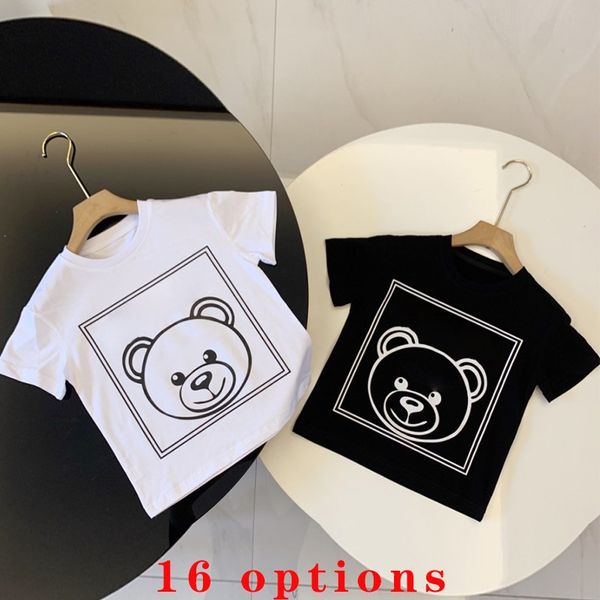 T-shirts infantis Baby Tees Tops Boy T Shirts Menina Verão Moda Adolescente Top Clássico Urso Bonito Carta Roupas T-shirt 16 Estilo Tamanho 90-150 atacado unissex Roupas Brancas