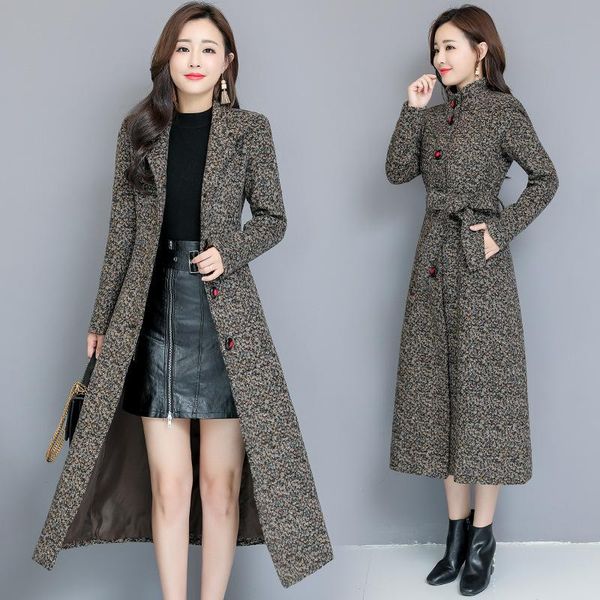 

woolen coat women's middle long korean version 2020 new fashion coat women's fashion wool autumn and winter dress, Black