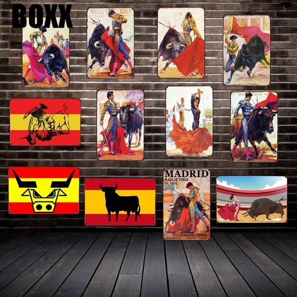 

bullfighter metal sign wall plaque mural painting antique gift vintage craft tourist souvenir personality